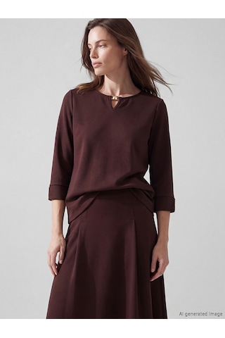 Lcw Grace Bordo Bisiklet Yaka Soft Touch Bluz