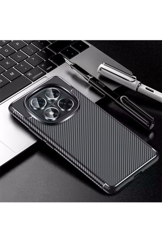 Xiaomi Redmi Note 14 Pro Plus Kılıf Karbon Silikon Case Kapak Siyah