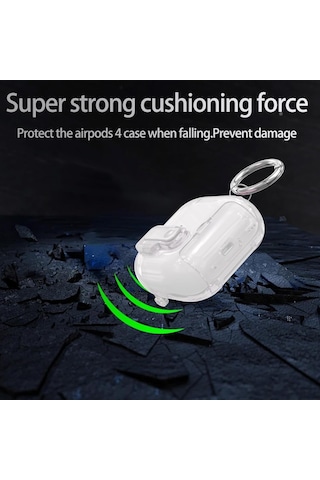 Apple Uyumlu AirPods 4. Nesil İle Kılıf Standlı Kilitli Tpu Premium Matte Trip Case Şeffaf