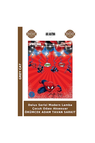 Delux Serisi Modern Lamba Çocuk Odası Aksesuar Örümcek Adam Tavan Sarkıt Çok Renkli