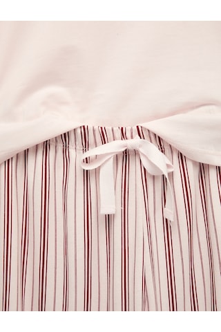 Koton Kısa Kollu Bisiklet Yaka Rahat Kalıp Baskılı Pijama Takımı Pembe 7wlk40179mk Gül