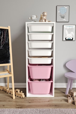 %100 Mdf - Xl Mono 7 Sepetli Oyuncak Dolabı Pembe