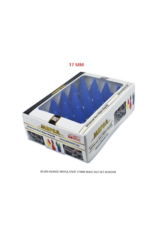 Bijon Kapağı Sivri 17 Mm Mavi 20 Li Set