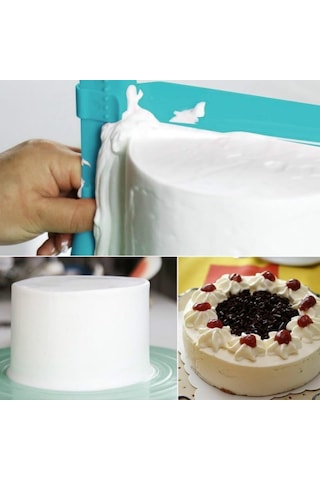 Pembe Kek Kazıyıcı Pürüzsüz Ayarlanabilir Fondan Spatula Kek Kenar Pürüzsüz Krem Tesviye Cihazı Dıy Pişirme Araçları Kek Pasta