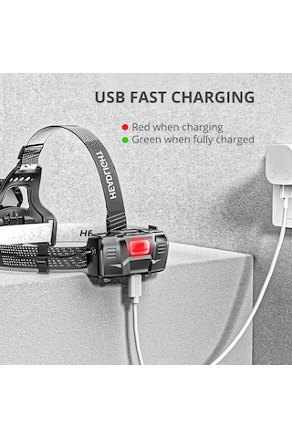 Ps-8002 Sensörlü Zoomlu Profesyonel Şarjlı Kafa Lambası - 9009299964254ynt Çok Renkli