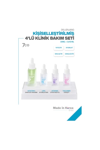 Yatıştırıcı Aydınlatıcı Sıkılaştırıcı Gençleştirici Kişiselleştirilmiş 4'lü Klinik Bakım Seti Yatıştırıcı Aydınlatıcı Sıkılaştırıcı Gençleştirici Kişiselleştirilmiş 4'lü Klinik Bakım Seti