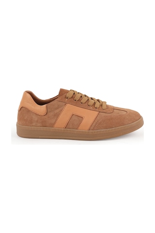 Libero Kadın Günlük Ayakkabı Taba Hakiki Deri Süet Klasik Bağcıklı Düz Termo Taban Sneaker L04.803 Caramel