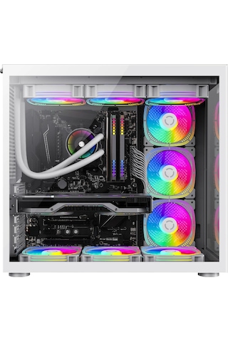 SNT Warzone II Midi Tower 7x120 MM Argb Uzaktan Kumanda Atx Beyaz Gaming Kasa