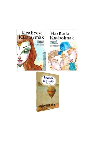 Vladimir Tumanov - Kraliçeyi Kurtarmak - Haritada Kaybolmak + Balonla Beş Hafta 3 Kitap Set