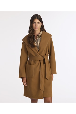 Yargıcı Kapüşonlu Ve Kemerli Uzun Palto 25kkpl5018v 057 Kahverengi