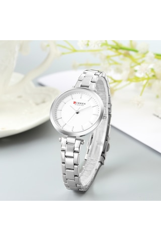 Yunboo Curren Kadın Kol Saati 9054 - Klasik Tasarım, Kuvars Cam, 30m Su Geçirmez, Quartz Hareket, Beyaz Kasa Ve Kordon Çok Renkli