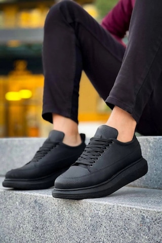 Mevese Lexa Cilt Deri Erkek Günlük Sneaker Ayakkabı - Siyah Siyah
