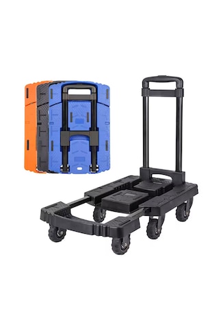 6 Tekerlekli Katlanabilir Paket Koli Taşıma Arabası Turuncu 200kg