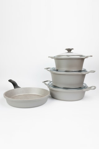 Masterchef Döküm 7 Parça Dik Kulak Tencere Seti Gri