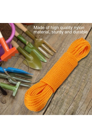 Fosenze 20m Nilon Teli - Dayanıklı Bahçe Bağlama, Kamp İçin Çekim Ve Çamaşır Asma İçin Turuncu Rope Turuncu