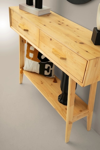 Ahşap Natural 2 Çekmeceli 1 Raflı Dresuar Naturel Naturel