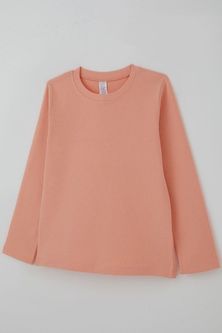Breeze Kız Çocuk Uzun Kollu Tişört Basic 4-8 Yaş, Somon Somon