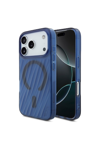 Apple Uyumlu iPhone 17 Pro Kılıf Tumı Lisanslı M-safe Şarj Özellikli Transparan Kapak Mavi Mavi
