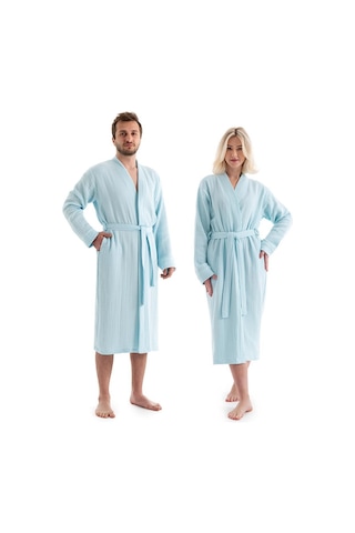 Unisex Kimono Müslin Bornoz + Havlu Seti Mint-mınt Mint