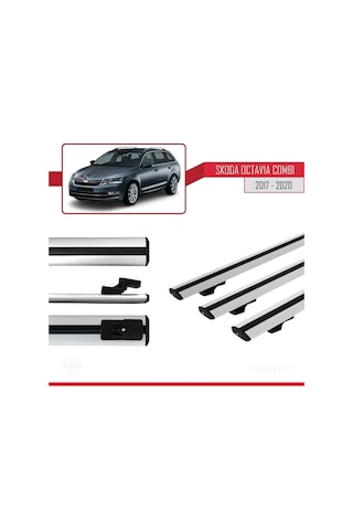 Skoda Octavia Combı 2017-2020 Arası İle Uyumlu Basic Model Ara Atkı Tavan Barı Gri 3 Adet