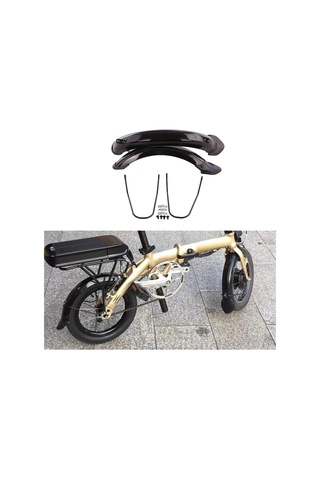 Dayanıklı Katlanır Bisiklet Çamurluk 12/14 'tekerlekli Bisiklet Ön Arka Çamurluk Seti Siyah