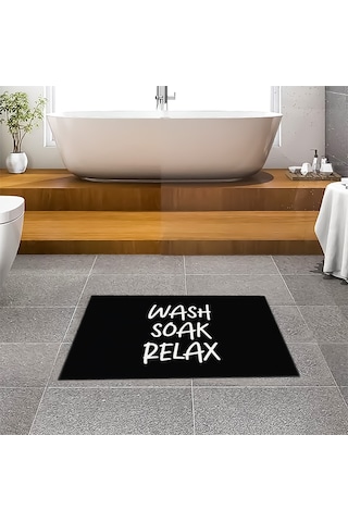 Evaşk Banyo Paspası İpeksi Kadifemsi Halı Yüzey Kaymaz Taban 45x75 BM03645S Siyah