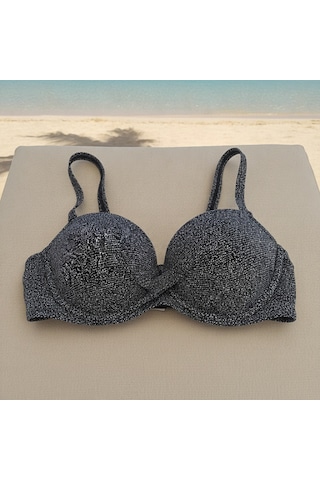 Bonbon Kadın Plaj Giyim Siyah Renk Desenli Bikini Üst Bb2570
