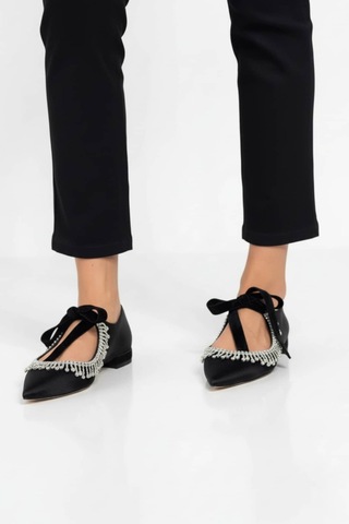 Zenneshoes Eloura Kadın Taşlı Abiye Babet siyah
