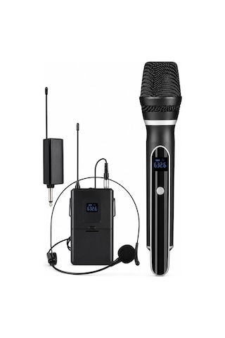 Glr Wn-07 Profesyonel 3 Lü Kablosuz Mikrofon Sistemi Uhf Yaka Ve El Mikrofonlu