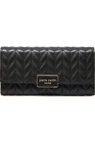 Pierre Cardin Kadın Cüzdan Siyah Deri, Şık Tasarım, Geniş Kart Bölmeli, Çok Gözlü 06pc24k2007 Siyah