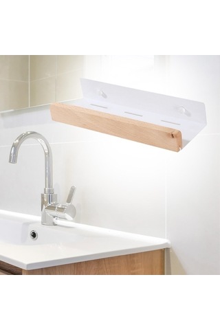 Pazly Yerden Tasarruf Suntek Sağlayan Rafı Monte Magideal Duvara Baharat 30cmx10cm Du Beyaz