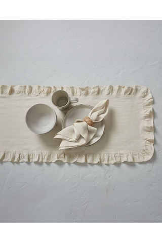 Wellstil Rufle Fırfırlı Keten Runner 40 x 110 CM