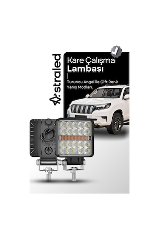 120w 12-24 Volt Kare Sis Farı Drl Turuncu Oto Çalışma Lambası Atv Kamyon Tır Traktör Offroad