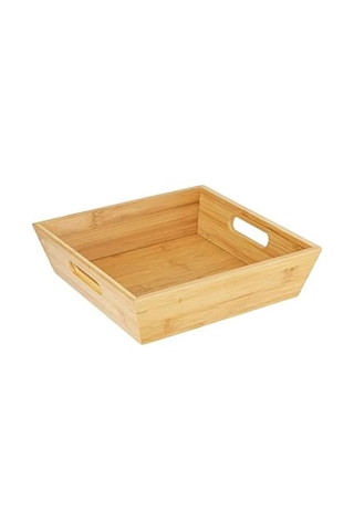 Bambu Lüx Kare Büyük Ekmeklik-meyvelik 25cm, Bambu Ekmeklik Kare Büyük Boy 25cm Açık Gri