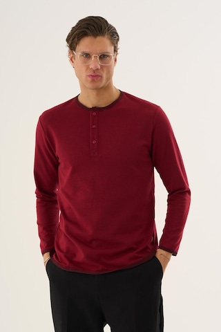 Alexandergardi Waffle Kumaş Düğmeli Yaka Uzun Kollu Sweatshirt Bordo