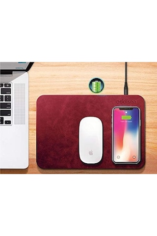 Addison Wmp-15 28.5X19.5X0.5 Cm Kırmızı Kablosuz Şarj+Mouse Pad