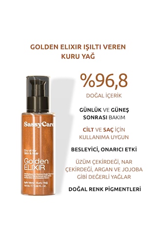 Sassycare Golden Elixir Saç Ve Vücut İçin Işıltılı Kuru Yağ