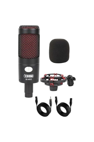 Ses Kartlı Condenser Mikrofon Seti - Kulaklık Ve Stand Dahil
