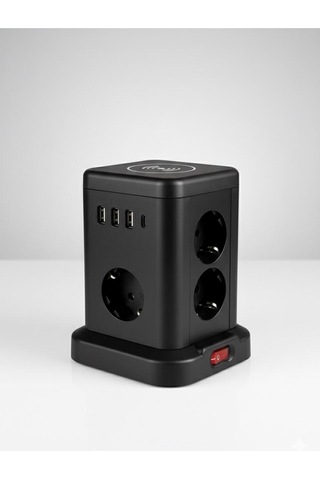 Akım Korumalı Priz Kablosuz Şarj İstasyonu 7x Soket 3x Usb 1xtype-c Kablolu Grup Priz Çoğaltıcı 2 M