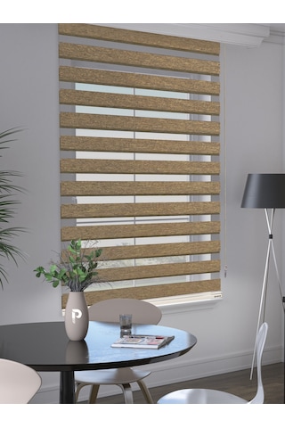 Br Perle Kırçıllı Kahve Renk Bambu Stor Zebra Perde Yüksek Kalite Alüminyum Kasa Kırçıllı Kahve