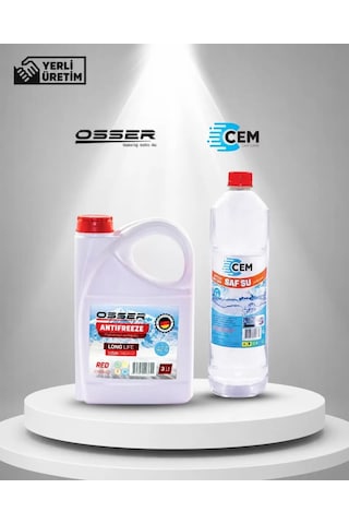 Cem Car Care Saf Su Ütü Ve Akü Suyu 1 Lt , Osser Antifriz 3 Lt Kırmızı-42 Derece