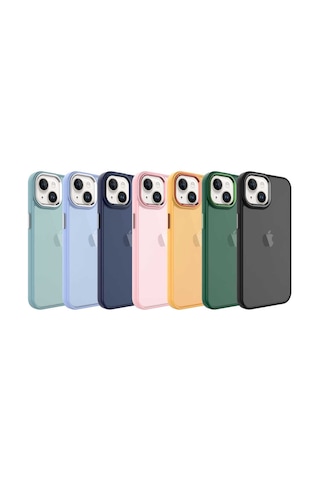 Apple Uyumlu iPhone Ekılıf 14 Plus Kılıf Buzlu Sert Pc May Kapak Mavi