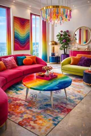 Raınbow Lux 60 Cm Kahve Sehpası Rainbow Epoksi Parlak Yüzey Gümüş Ayaklı Modern Orta Sehpa 45 Cm Yükseklik Çok Renkli