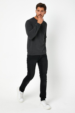 Erkek Baskılı Sweatshirt Antrasit Antrasit