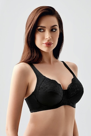 New Bra Kadın C Kap Dantelli Balenli Desteksiz Toparlayıcı Sütyen Siyah 2305 Siyah