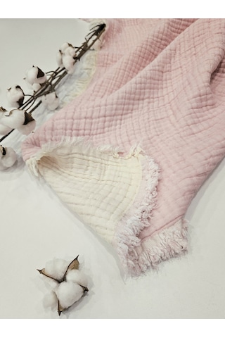 Gidia Pembe 7 Katlı Çift Taraflı Dolgulu Müslin Bebek - Çocuk Battaniyesi Pamuk 110 x 110 CM Pembe