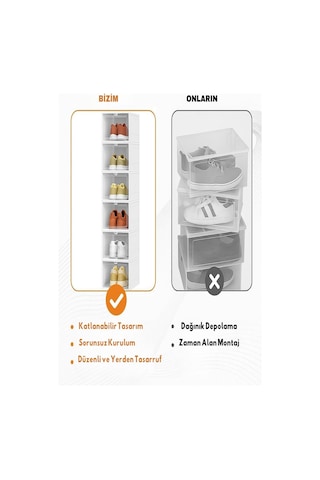 Katlanabilir, 6'lı Ayakkabı Saklama Kutusu, Pratik Organizer