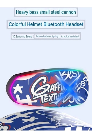 Vtn-29 Helmet Graffiti Motor Kask Kulaklık Rgb Modlu Su Geçirmez 6.0 Bluetooth Intercom Yenı Model