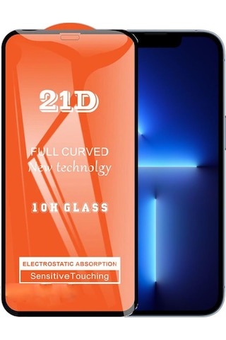 Apple Uyumlu iPhone 13 Pro Max Ekran Koruyucu 21d Tam Kaplayan Kırılmaz Cam Kavisli