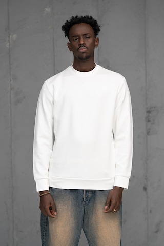 Fbı Slimfit Modal Kumaş Baharlık Sıfır Yaka Likralı Sweatshirt Beyaz